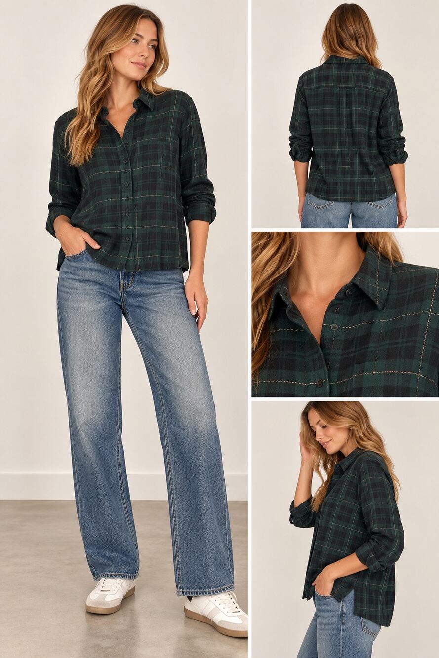 Madewell Green Flannel  shirt Size Large